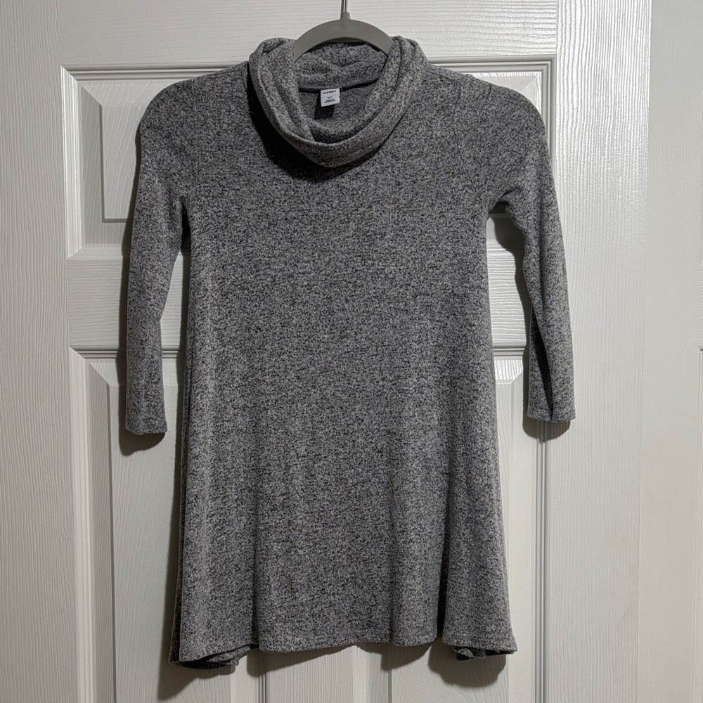 Girls Gray Cowl Neck Sweater Dress